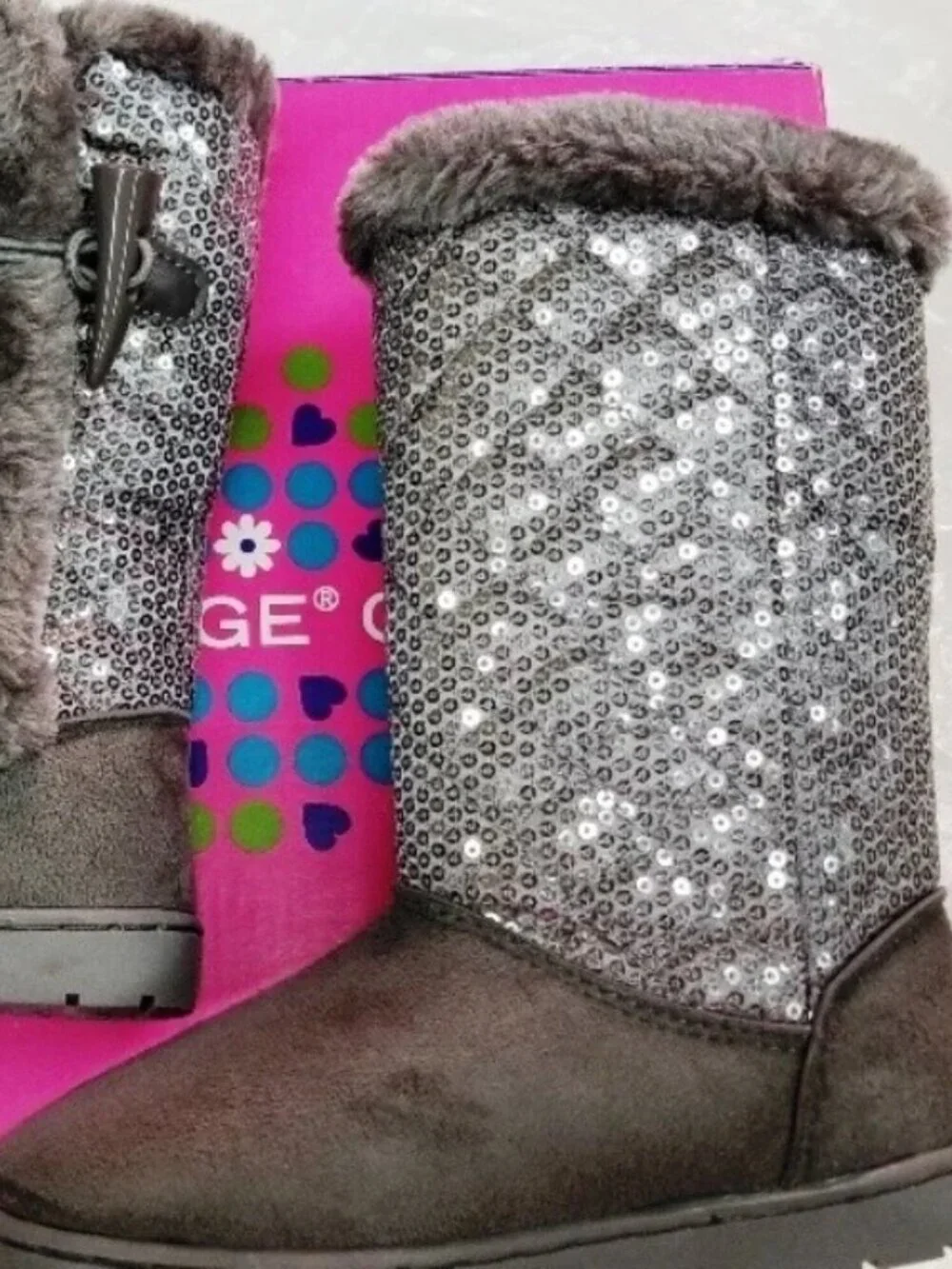 Rampage Girl's' Tammie Fashion Sequin Boots, 2 Colors, Size 2M or 11M - New/Box